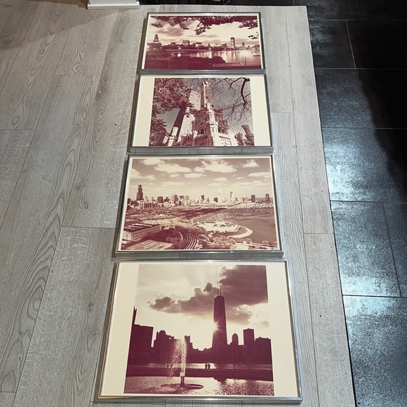 Set of 4 Vintage Framed Chicago Landmarks Photographs 20.25” x 16.25” - Picture 1 of 9